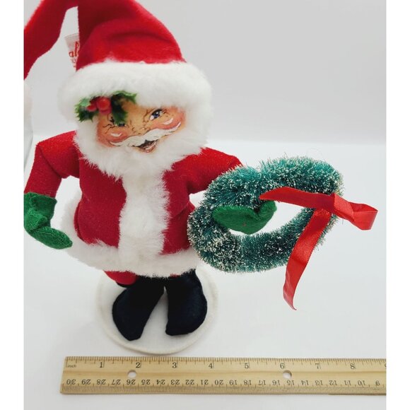 Annalee Santa Claus Mobilitee Figurine W/ Wreath 1990's Christmas Decor Vintage - Picture 10 of 10